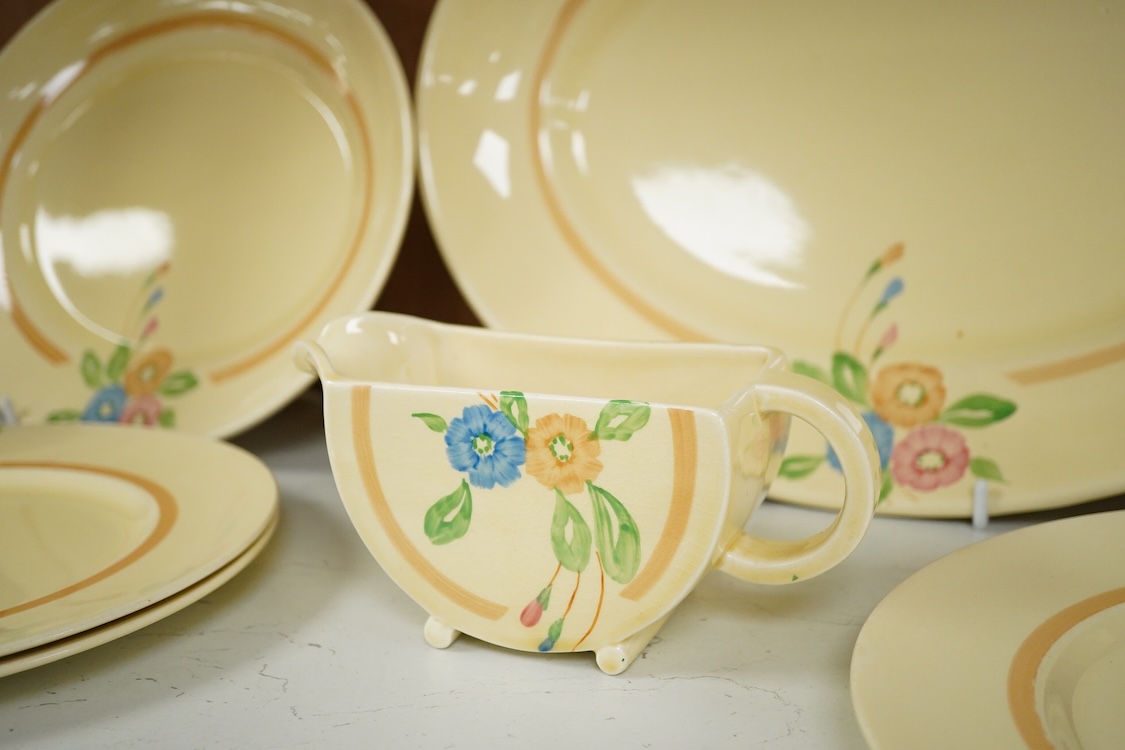 A Clarice Cliff style Newport pottery Biarritz shape part dinner service